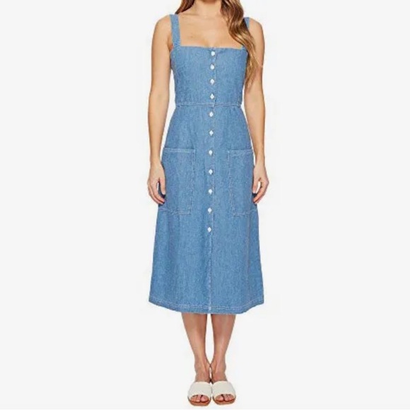 Levi’s Light Neppy Chambray Cotton Linen Overall Sundress Blue Size 0/XS - Picture 1 of 11